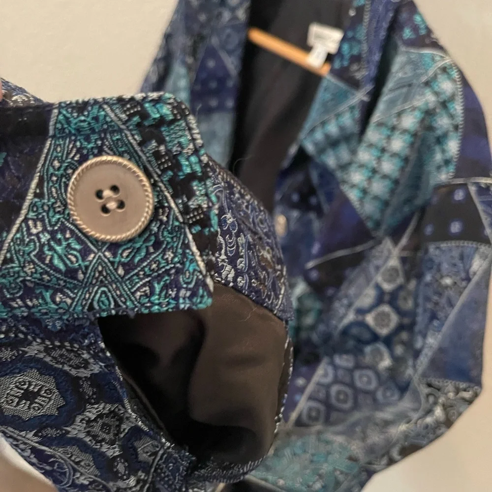 Turquoise and Blue Patchwork Jacket by Coldwater Creek (Size PL) - Picture 5 of 9